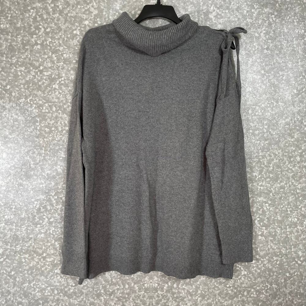 Halogen Women's Gray Tie Shoulder Turtleneck Tunic Sweater - Size XL - Cozycore